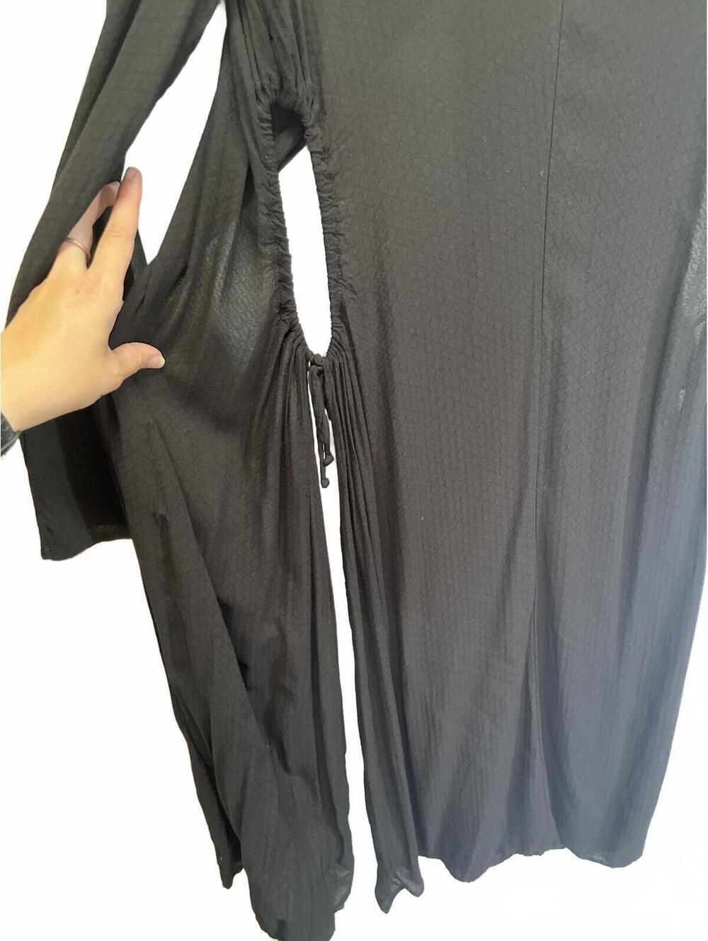 Swim Cover-Up Duster Cardigan Cut-Out Side Lightweight Open Front Long Sleeve